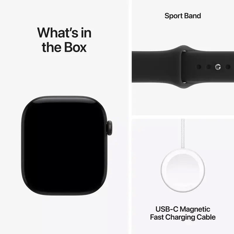 Apple Watch Series 12 GPS 46mm Black Aluminium Case with Black Sport Band MJEL4 M/L