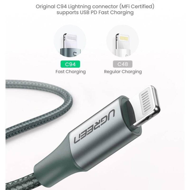 Ugreen MFi USB-C To Lightning Cable 1m 80564 Midnight Green