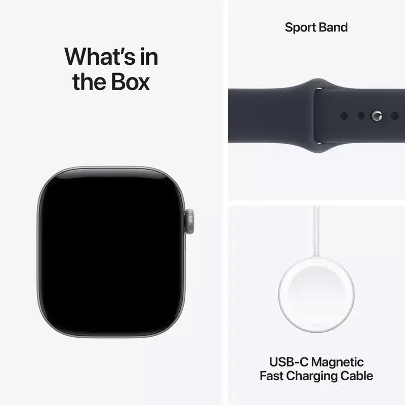 Apple Watch Series 12 GPS 46mm Space Grey Aluminium Case with Navy Blue Sport Band MJEJ4 M/L