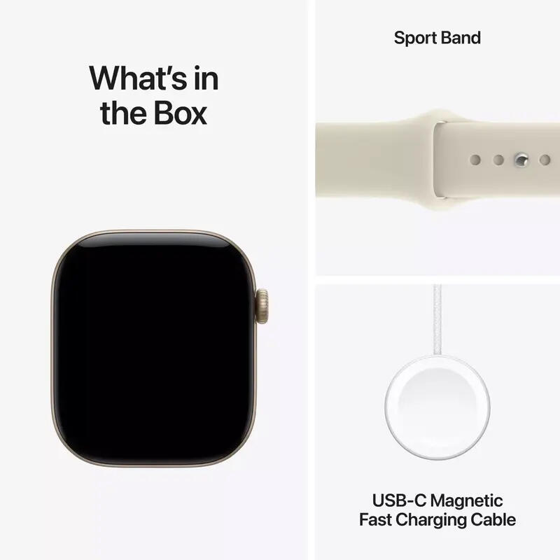 Apple Watch Series 12 GPS 46mm Light Gold Aluminium Case With Sand Sport Band MJEN4 S/M
